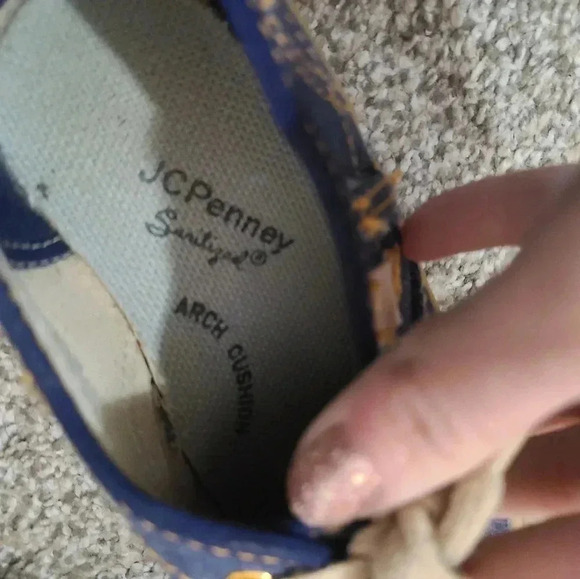 Vintage 70s JCPenney sanitized denim canvas patchwork lace up sneakers - Picture 3 of 7